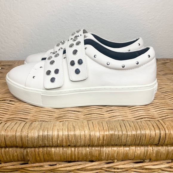 Rebecca Minkoff Natasha Chalk White Studded Platform Sneaker Slip On Size 9 - Picture 6 of 14